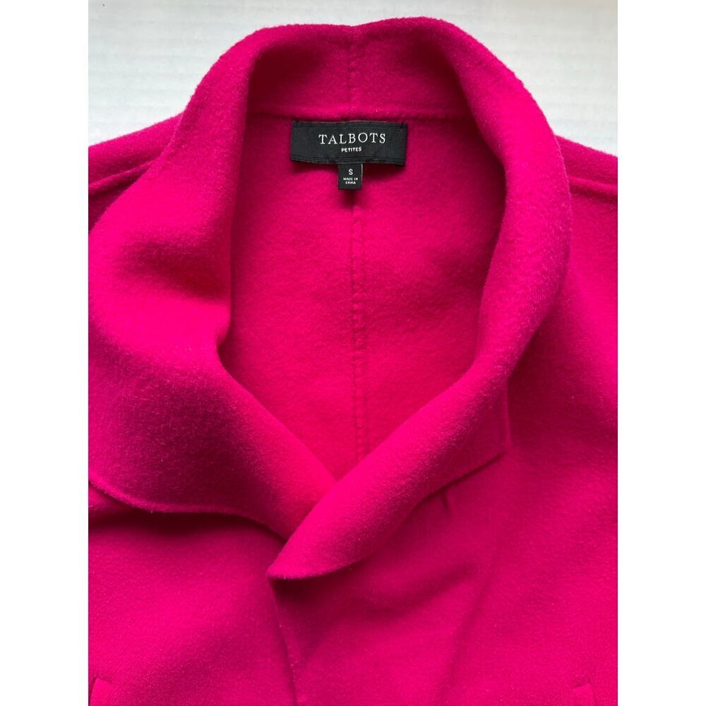 Talbots Boiled Wool Open Front Jacket Fuchsia- Size S Petite